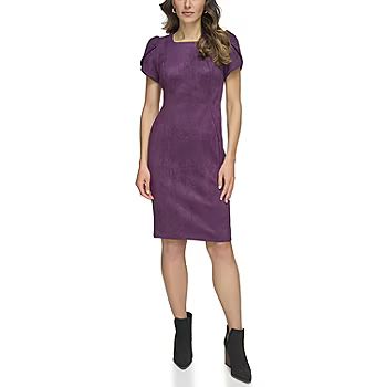 Marc New York Faux Suede Short Sleeve Shift Dress | JCPenney
