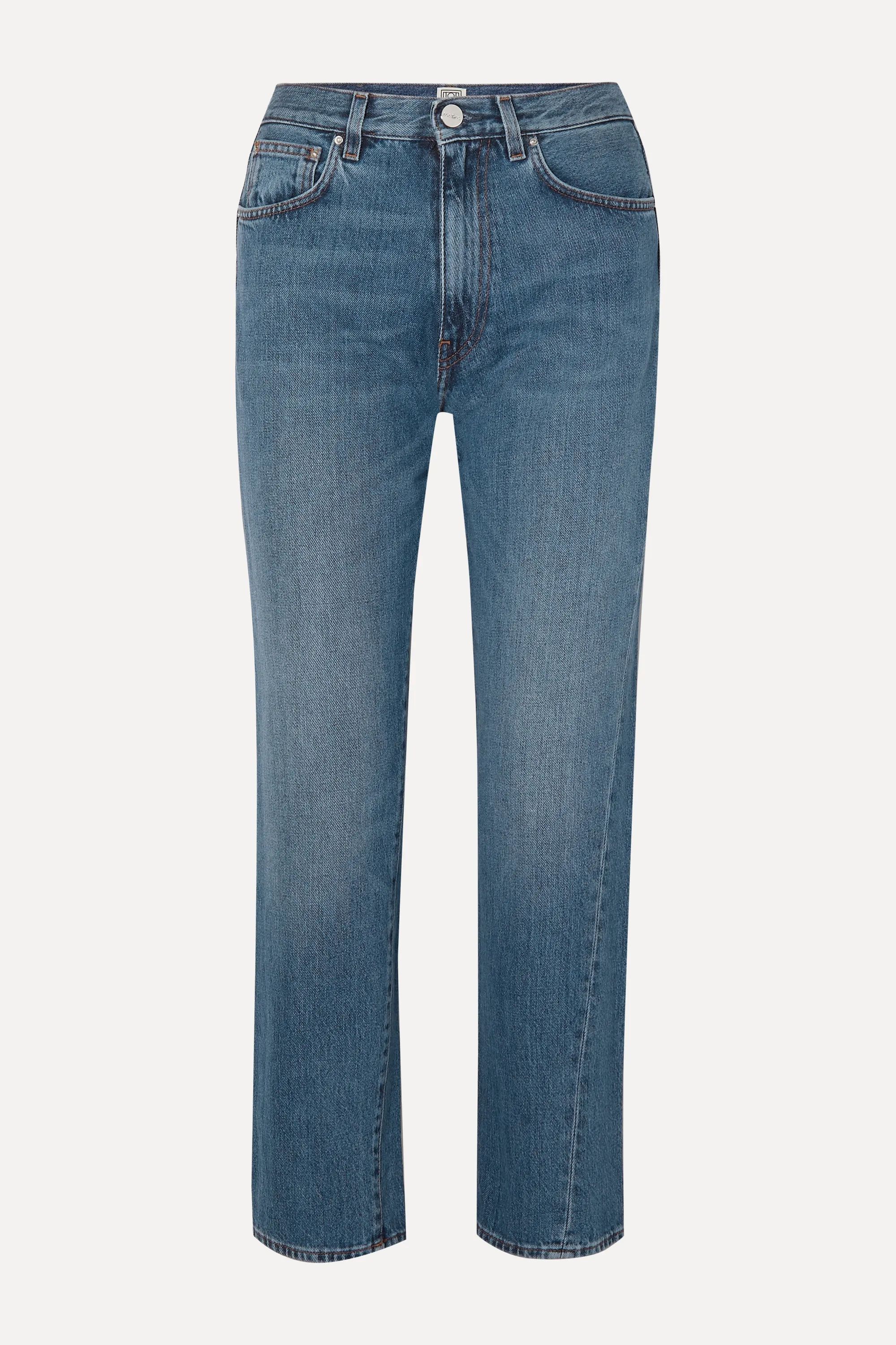 Mid denim Cropped high-rise straight-leg jeans | Totême | NET-A-PORTER | NET-A-PORTER (UK & EU)