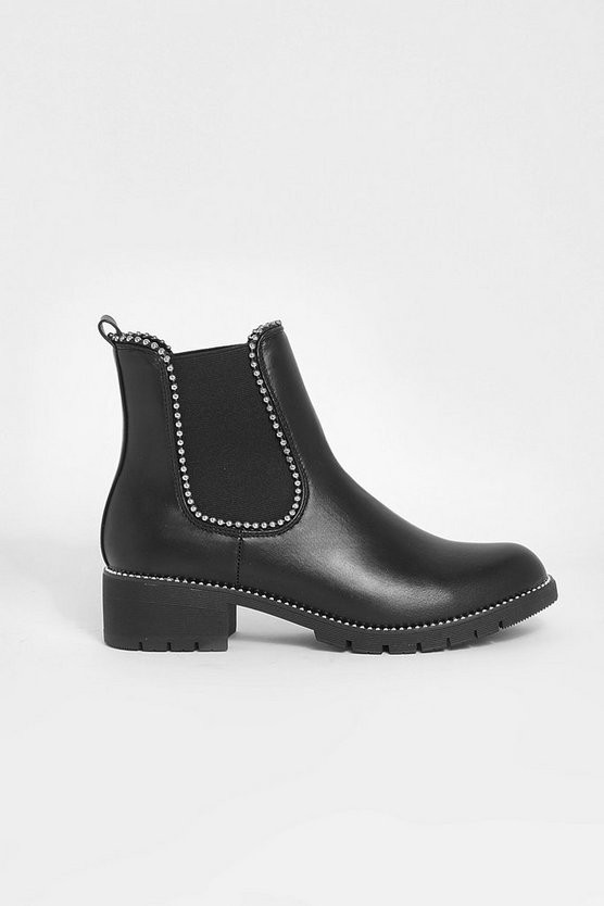 Studded Detail Chelsea Boots | Boohoo.com (US & CA)