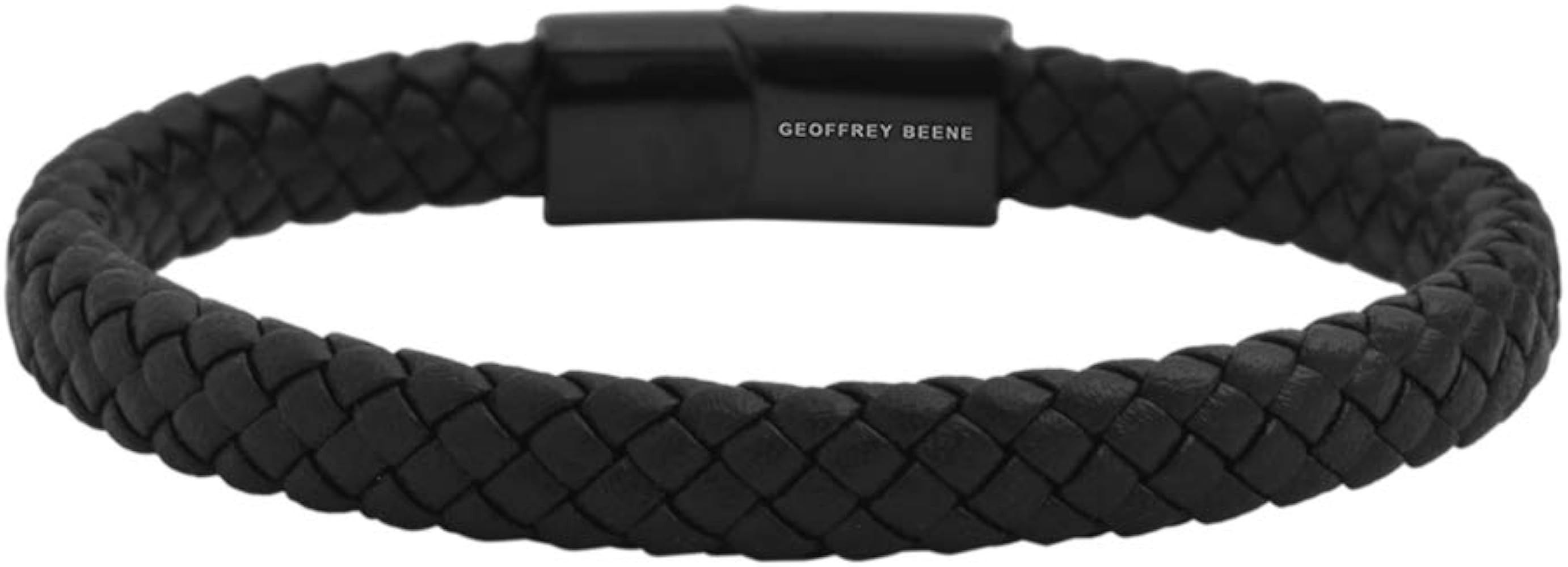 Geoffrey Beene Men's Braided Genuine Leather Bracelet with Stainless Steel Closure | Amazon (US)