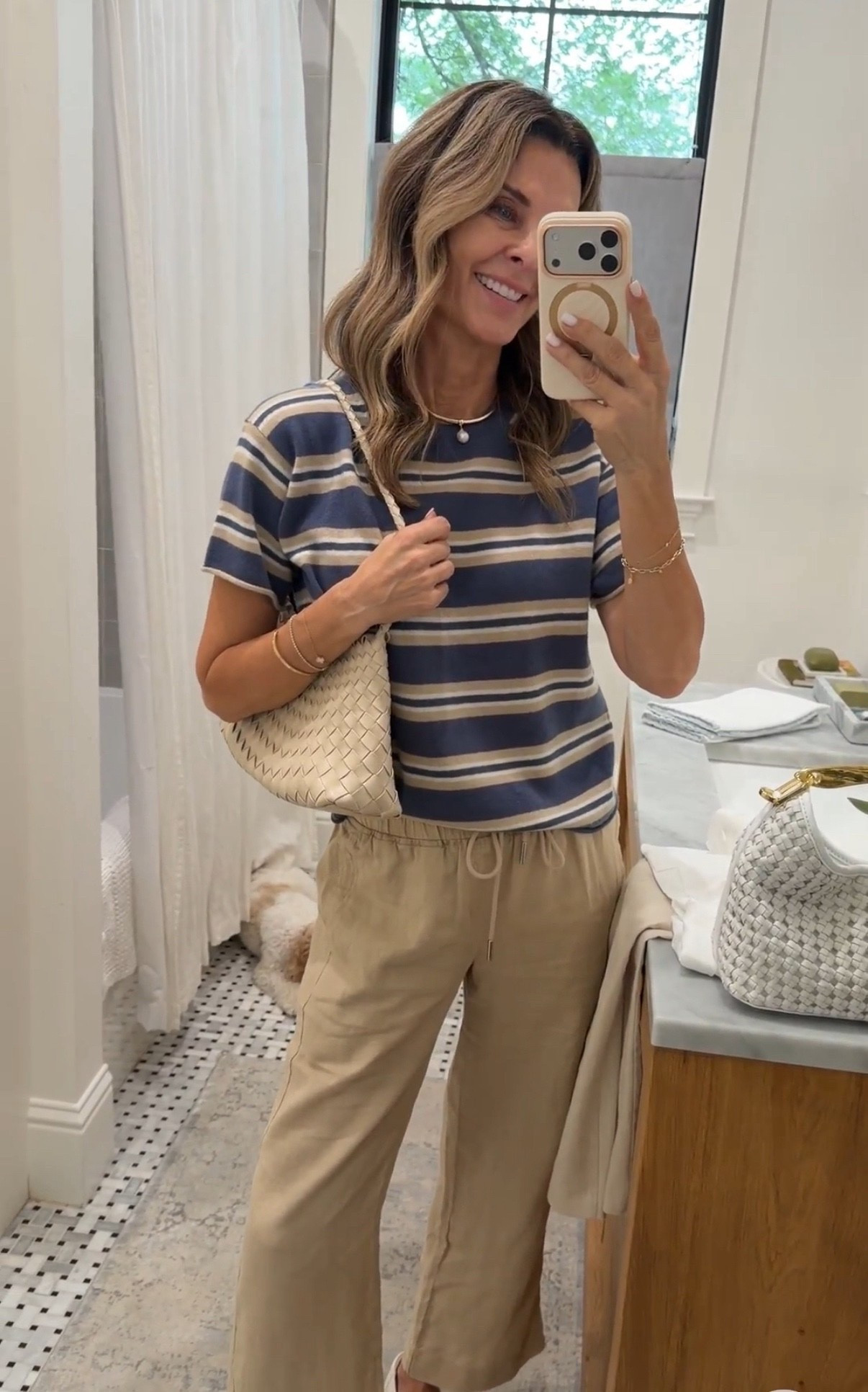 I’m 5’6” Wearing 26” length XS in @Quince linen. - @jcrew Sweater sz XS -Quince sz S #LTKgrwm #LTKootd