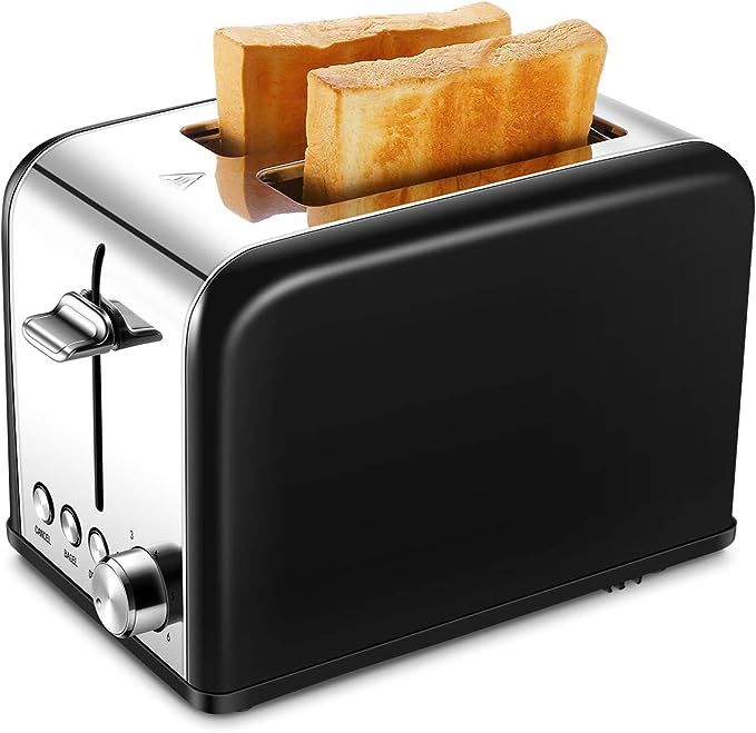 Toaster 2 Slice, Retro Small Toaster with Bagel, Cancel, Defrost Function, Extra Wide Slot Compac... | Amazon (US)