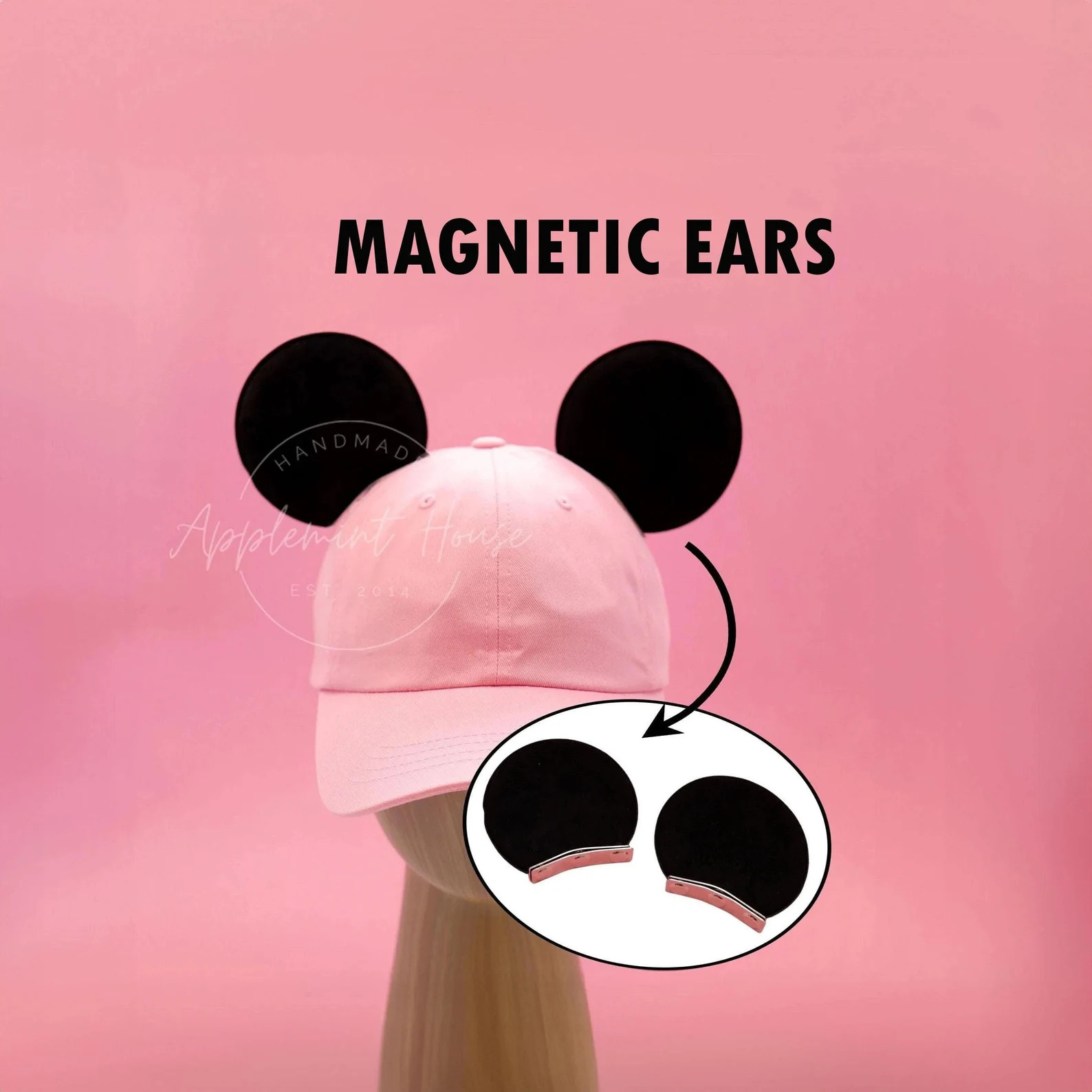 Removable Magnetic Mickey Ears for Hat, Interchangeable Mouse Ear for Cap, Minnie Ears for Trucke... | Etsy (Global)