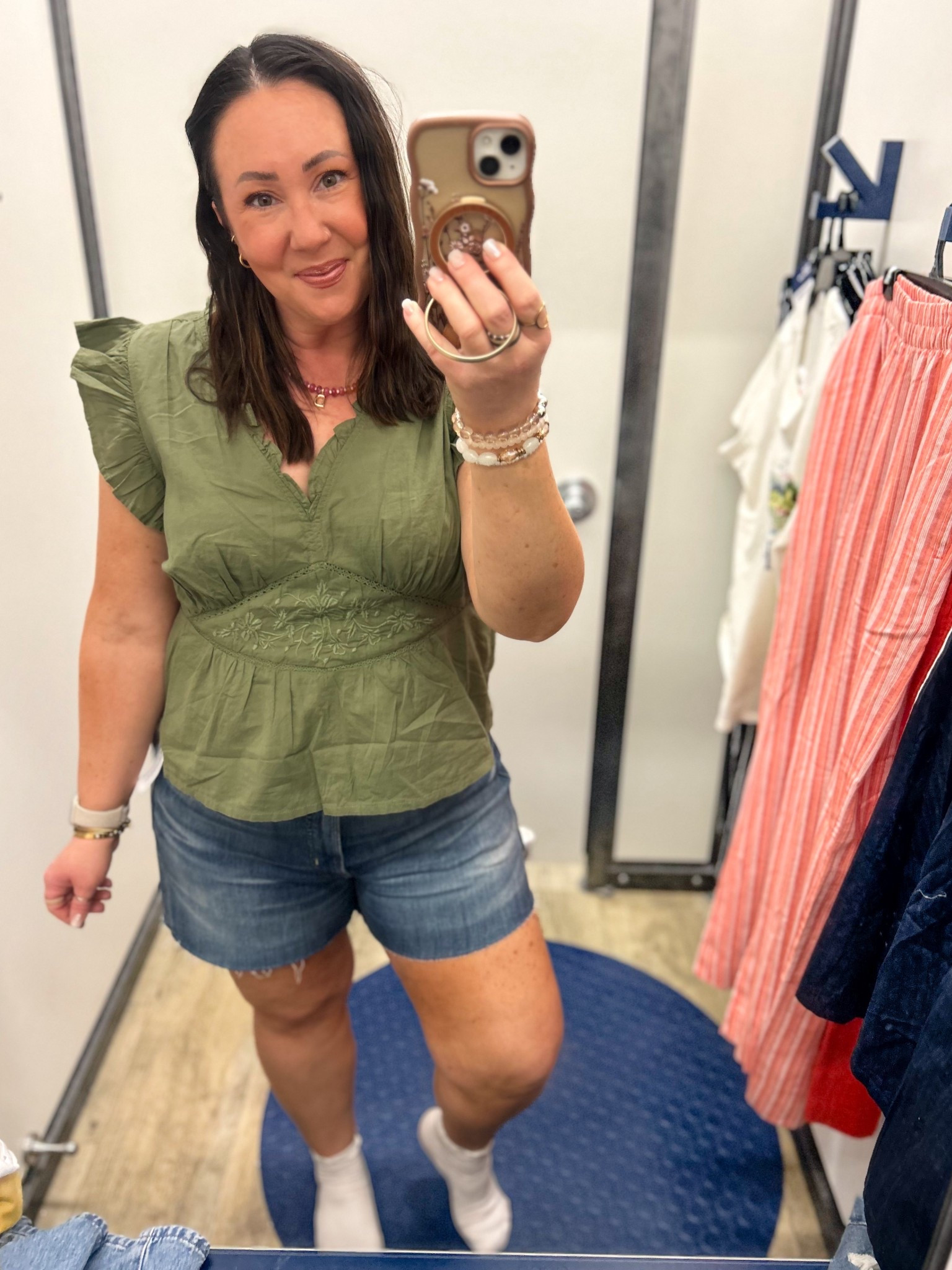 It’s 50% off at Old Navy. Large flutter sleeve top. Size 16 shorts  

#LTKSaleAlert #LTKOver40 #LTKMidsize