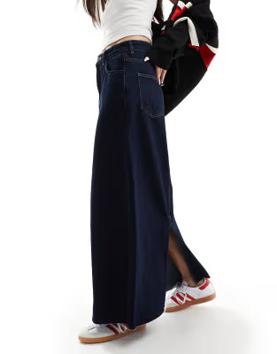 Object full denim maxi skirt in dark blue denim | ASOS | ASOS (Global)