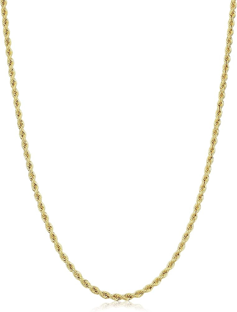 Kooljewelry Solid 14k Yellow Gold Filled Rope Chain Necklace for Men and Women (2.1 mm, 3.2 mm, 4... | Amazon (US)