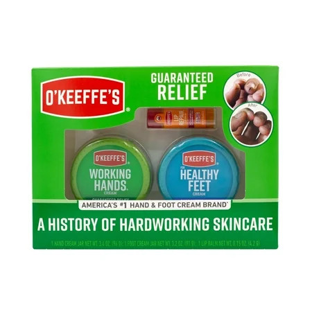 O'Keeffe's Giftbox Including Lip Repair with Cherry and Vitamin E Oil Stick, Working Hands Jar and Healthy Feet Jar | Walmart (US)