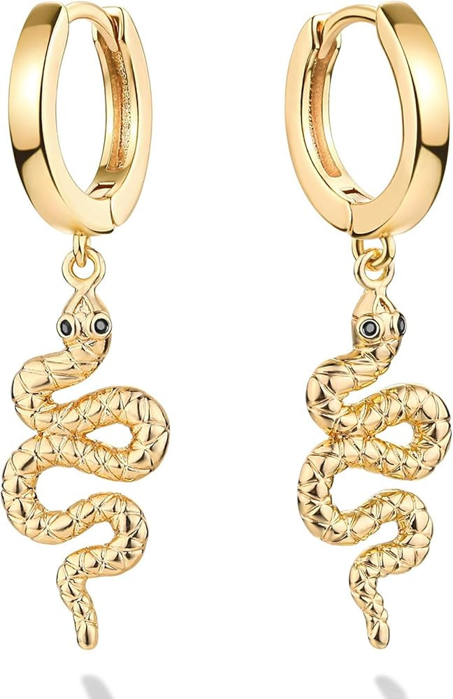 BENEIGE Gold Hoop Earring Dainty 14K Gold Plated Cubic Zircon Flower Sleeper Huggie Dangle Earrin... | Amazon (US)