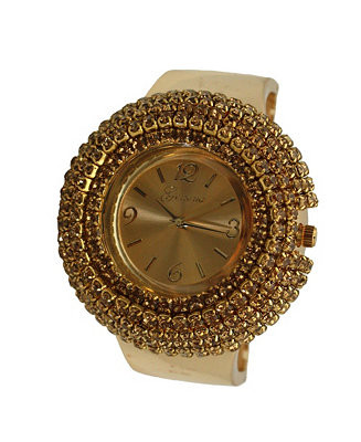 Olivia Pratt Gold Sparkle Rhinestones Chunky Bangle Women Watch - Macy's | Macy's