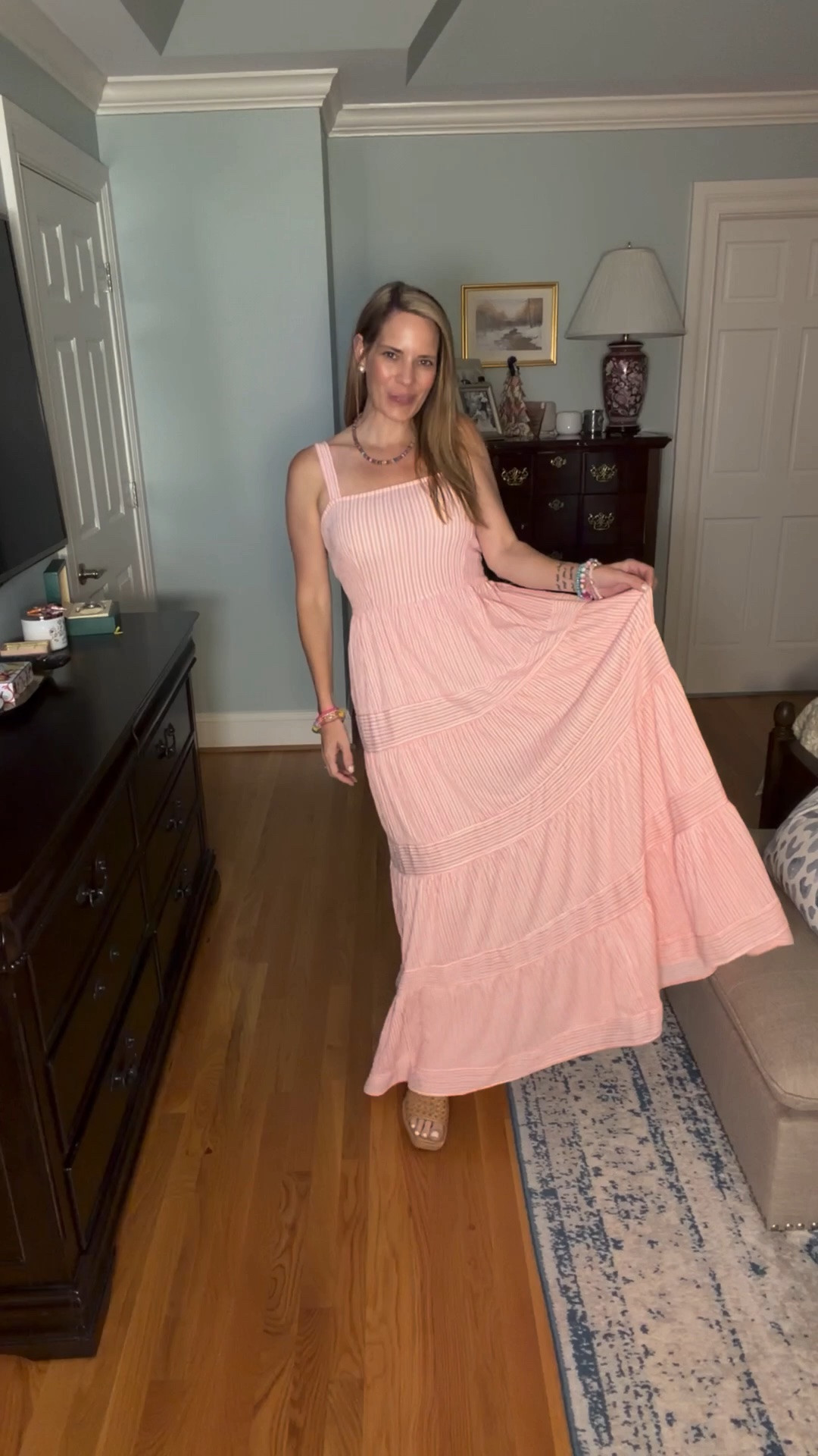 Pink Stripes & Summer Vibes 🌸

This pink striped maxi dress is giving effortless summer style! The square neckline, tiered silhouette, and soft pink-and-white stripe pattern make it the perfect piece for everything from brunch dates to vacation dinners. Paired with woven platform sandals and colorful beaded jewelry for a fun, playful pop of color. ☀️🩷✨

Whether you’re heading to a coastal getaway, weekend outing, or simply embracing easy resort-inspired style, this maxi is one you’ll reach for again and again.

Pink striped maxi dress • summer maxi dress • resort wear • vacation outfit • coastal chic style • woven platform sandals • colorful beaded jewelry • feminine summer fashion • effortless summer outfit • brunch outfit inspiration

#LTKStyleTip #LTKTravelStyle #SummerStyle #MaxiDressLove #ResortWear #VacationOutfit #CoastalStyle #PinkDress #PreppyStyle #LTKFindsUnder50

#LTKOver40 #LTKPetite #LTKootd