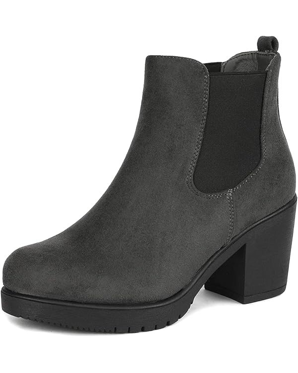 DREAM PAIRS Women's FRE High Heel Chelsea Style Ankle Bootie | Amazon (US)