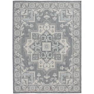 Slate Gray 6 ft. x 9 ft. Antique Medallion Indoor/Outdoor Patio Area Rug | The Home Depot