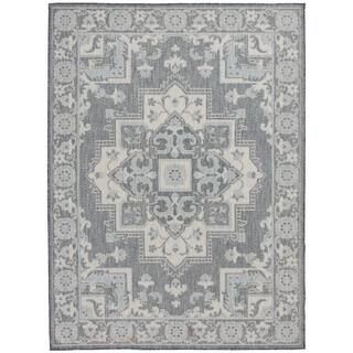 Slate Gray 6 ft. x 9 ft. Antique Medallion Indoor/Outdoor Patio Area Rug | The Home Depot