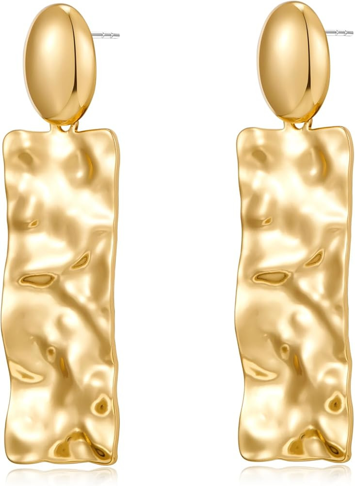 Gold Earrings Irregular Geometric Circle Coin Drop Dangle Earrings Fashion Statement Jewelry Gift... | Amazon (US)