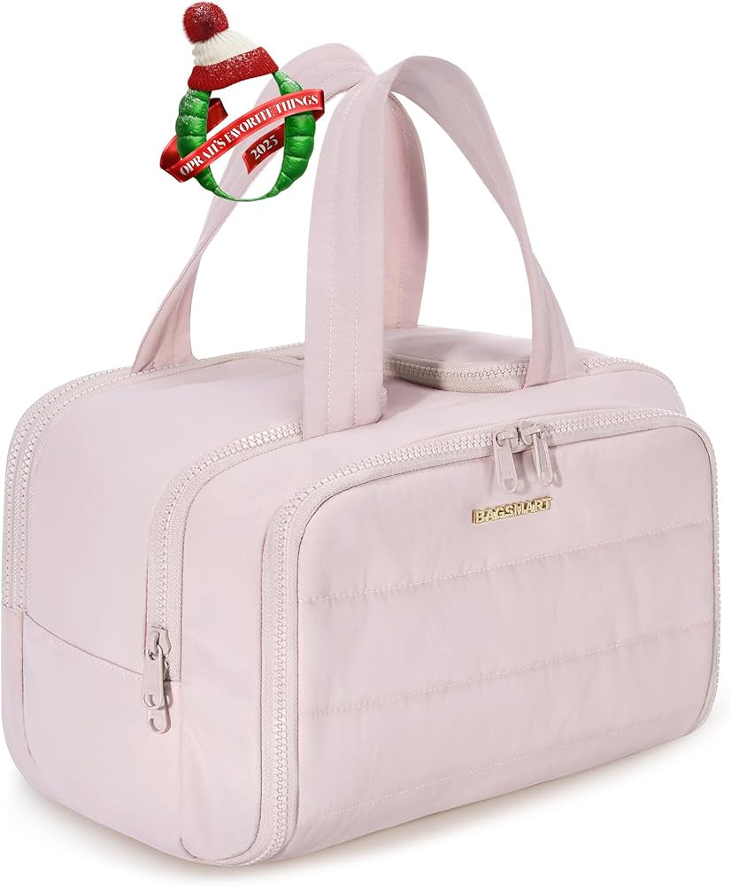BAGSMART Travel Toiletry Bag, Crush Toiletry Bag for Women, Wide-open Puffy Toiletry Bags for Tra... | Amazon (US)
