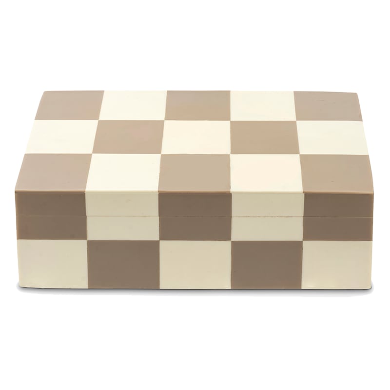 Tan & White Checkered Box, Large | At Home