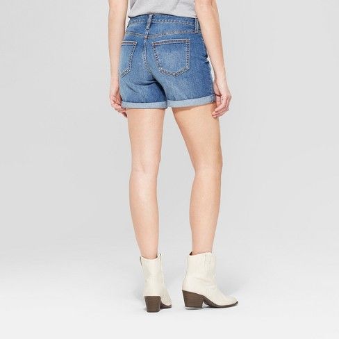 Women's Mid-Rise Rolled Hem Boyfriend Jean Shorts - Universal Thread™ Medium Wash | Target