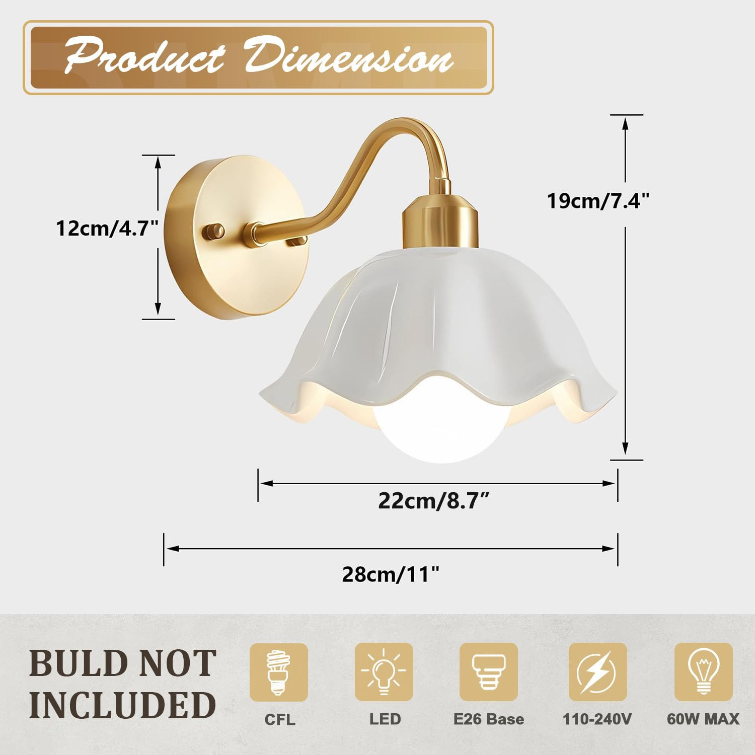 Gold Wall Sconces Set of Two Vintage Industrial Wall Lights Modern Farmhouse Sconces Wall Lightin... | Amazon (US)