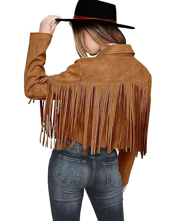 PRETTYGARDEN Women's Fringe Faux Suede Leather Jackets 2025 Fashion Tassel Motorcycle Cropped Coa... | Amazon (US)