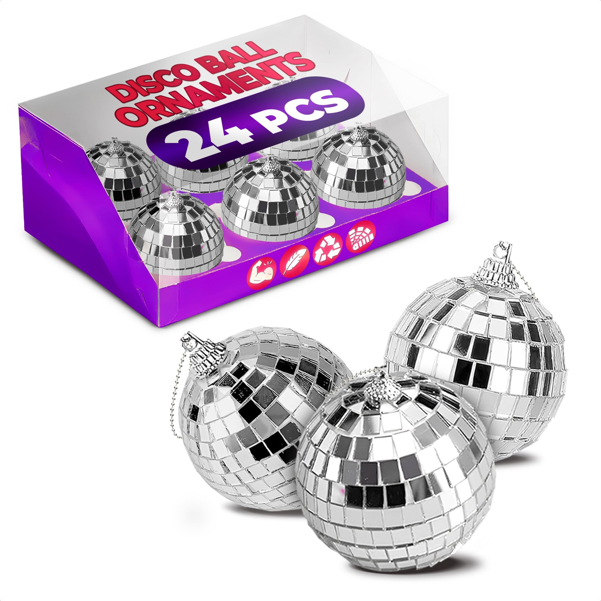 24Pcs Mini Disco Ball Party Decorations - 1.97" Mini Mirror Ball Ornaments Disco Themed Party Dec... | Amazon (US)