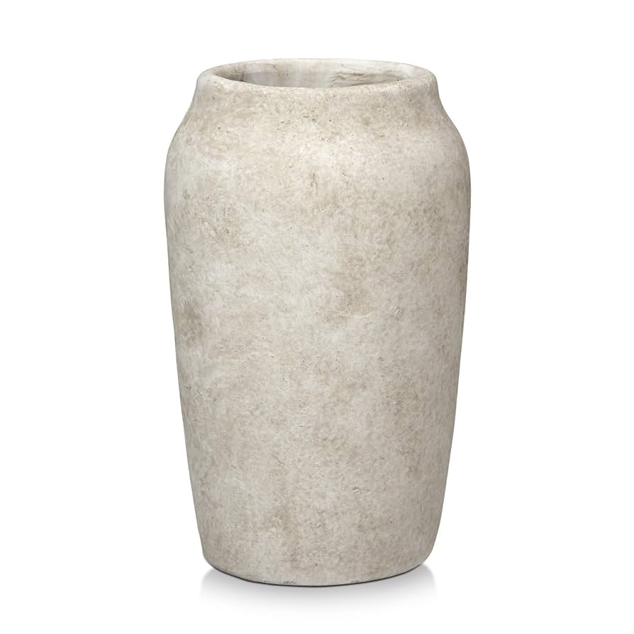 Briful 9.06'' Large Ceramic Rustic Vase Shabby Vintage Textured Vase, 4.33'' Wide Mouth Pampas Va... | Amazon (US)
