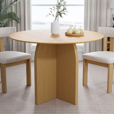Spassway Round Oak Wood Dining Table with Cross Legs Modern Kitchen Table with Solid Wood Legs for Seats 4-5 | Target