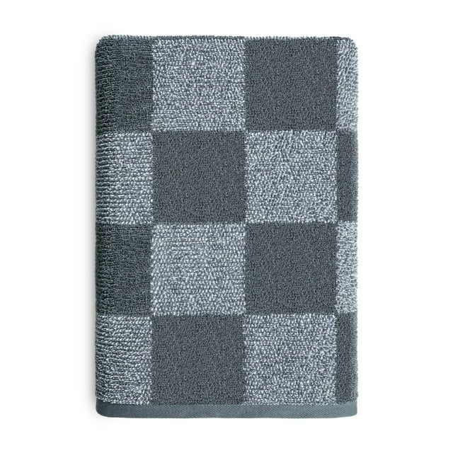 Mainstays Performance Checkered Bath Towel, 54" x 30", Soothing Grey | Walmart (US)