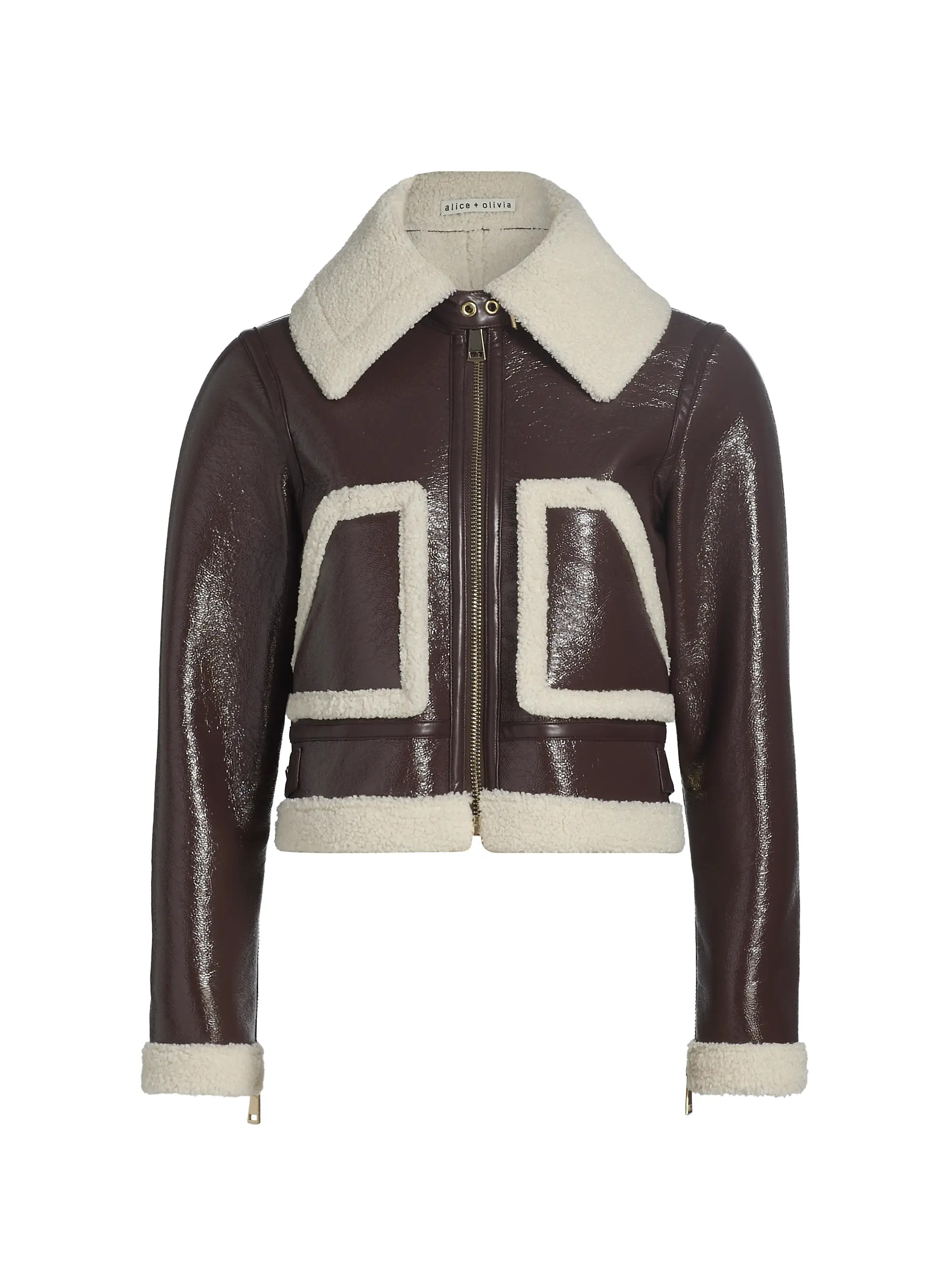 Alice + Olivia Isaiah Faux-Shearling Crop Aviator Jacket | Saks Fifth Avenue | Saks Fifth Avenue