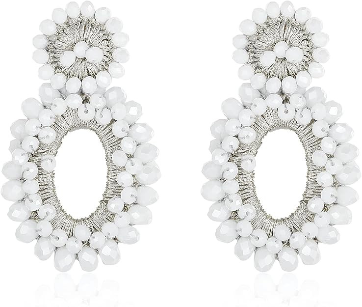 Statement Drop Earrings - Bohemian Beaded Teardrop Dangle Earrings Gift for Women | Amazon (US)