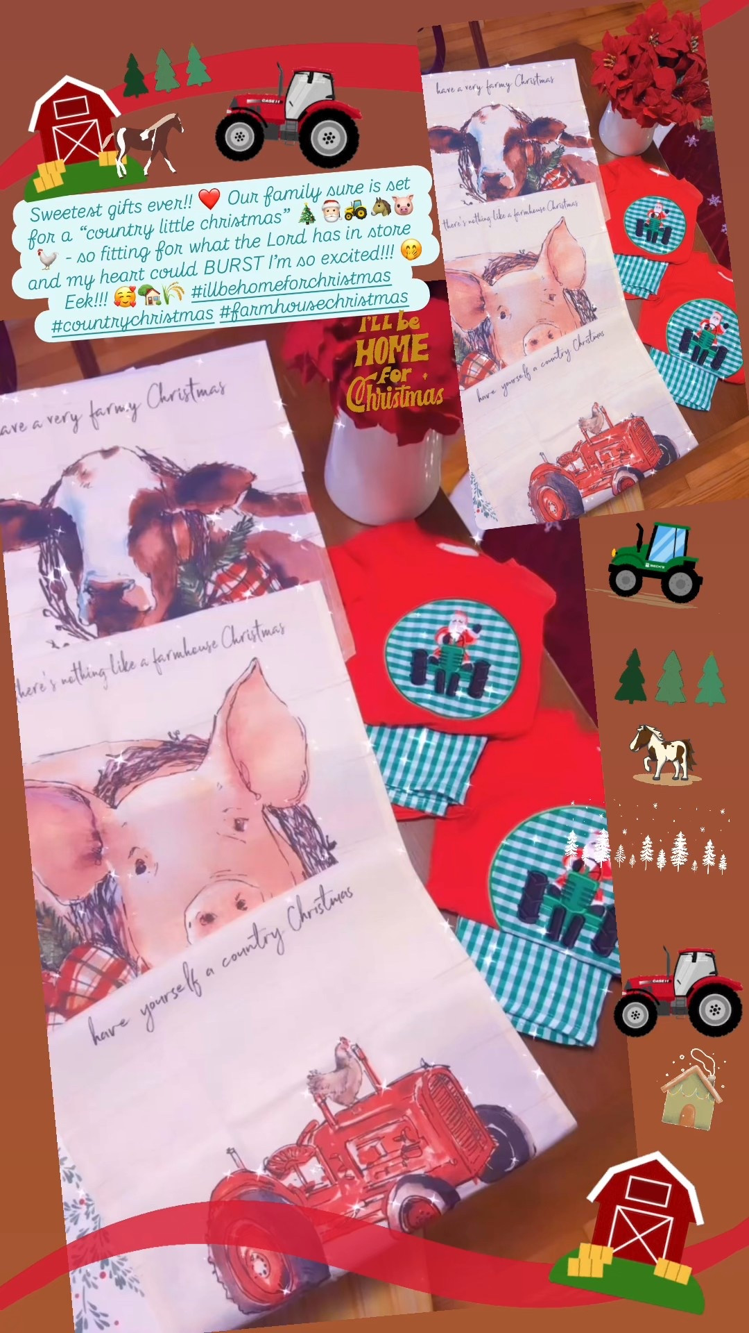Sweetest gifts ever!! ❤️ Our family sure is set for a “country little christmas” 🎄🎅🏻🚜🐴🐷🐓 - so fitting for what the Lord has in store and my heart could BURST I’m so excited!!! 🤭Eek!!! 🥰🏡🌾 #illbehomeforchristmas #countrychristmas #farmhousechristmas 