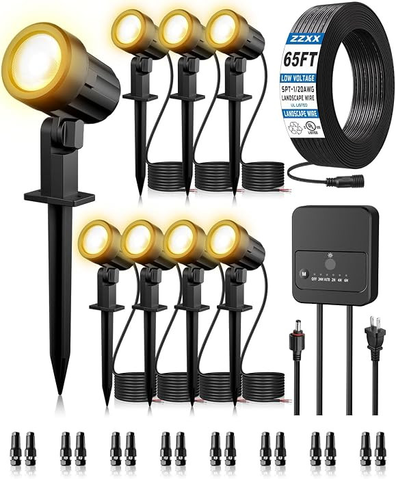 All-in-One Low Voltage Landscape Lighting Kit, 8-Pack LED Landscape Lights with Transformer 65FT ... | Amazon (US)