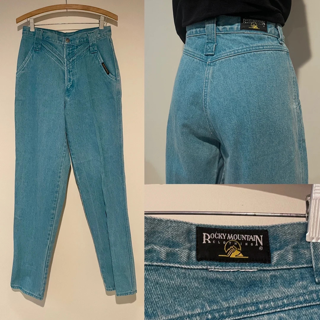 Vintage 1980's Teal Stonewash Rocky Mountain “ Rockies” Western jeans | Etsy (US)