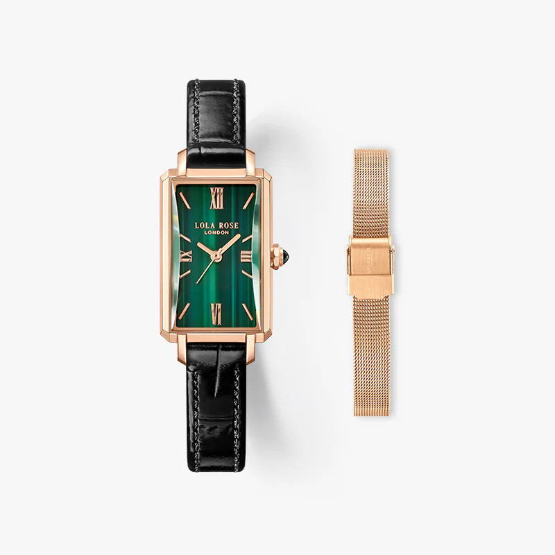 Slender Waist Malachite Textured Watch with Two Strap Set | Lola Rose | Lola Rose