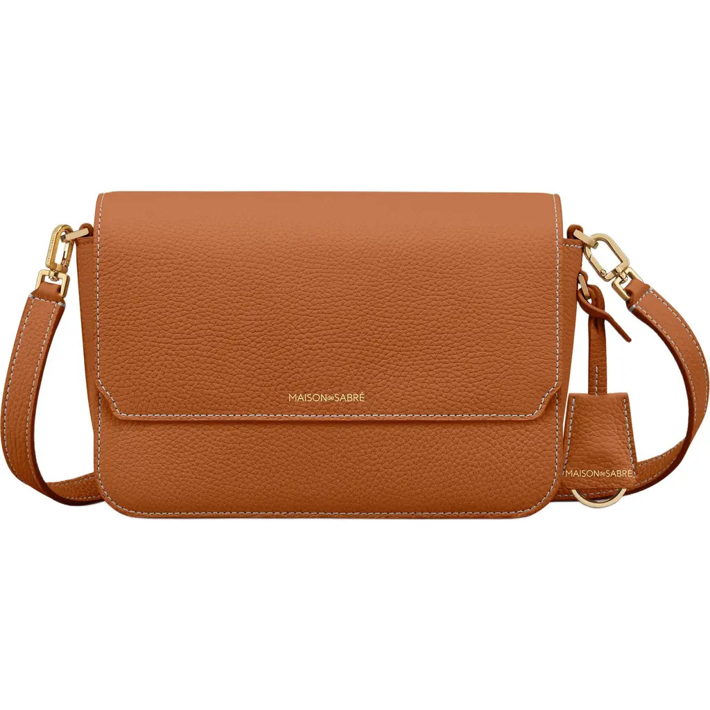 MAISON de SABRÉ Medium Leather Flap Bag in Pecan Brown at Nordstrom | Nordstrom
