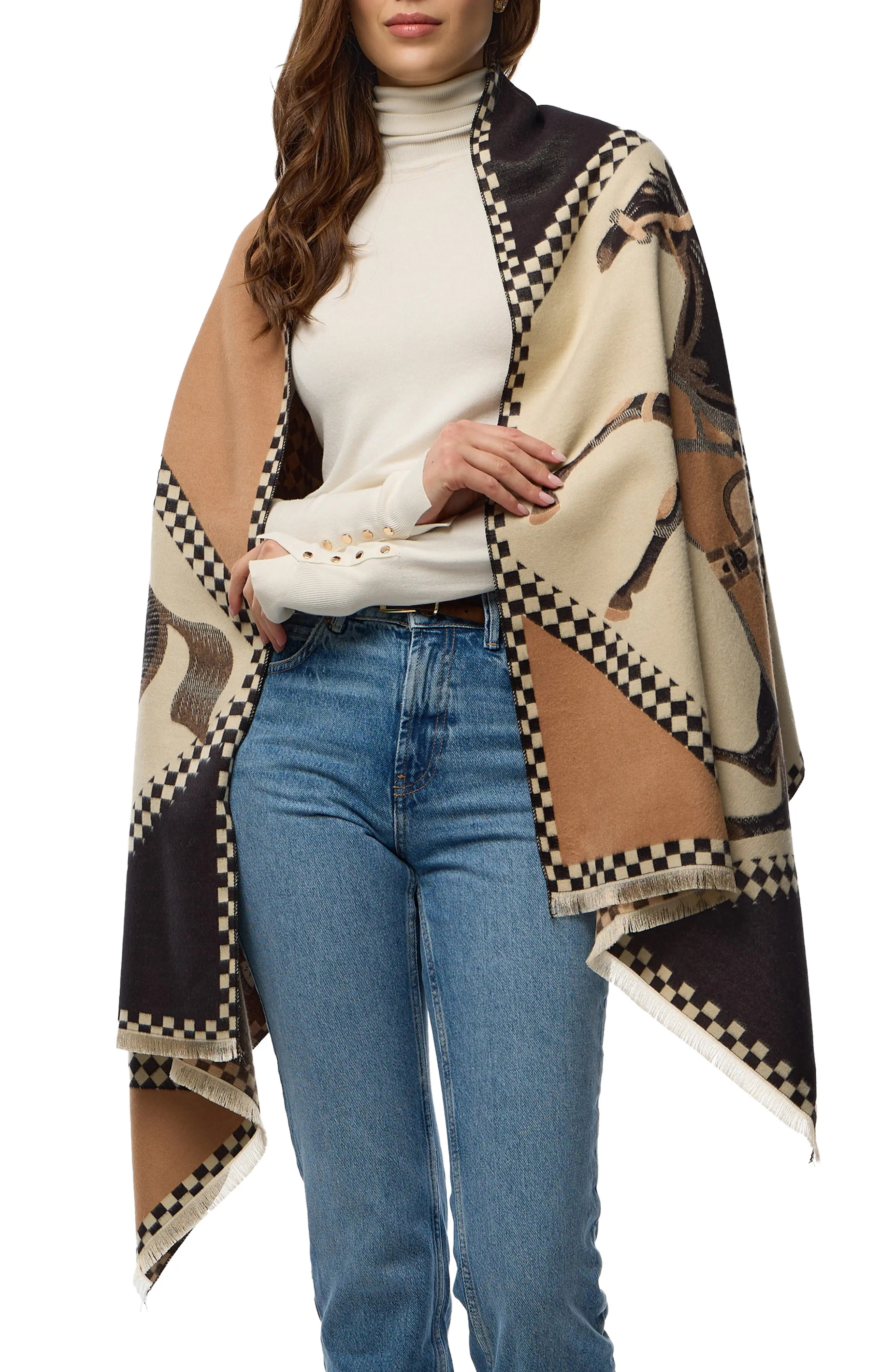 SAACHI Galloping Horse Scarf in Brown at Nordstrom Rack | Nordstrom Rack