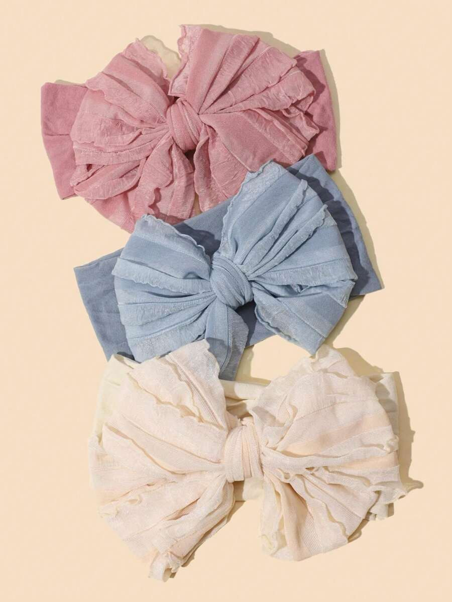 3pcs/Set Children Hair Accessories, Big Bowknot Nylon Headband And Chiffon Hair Ties For Girls | SHEIN