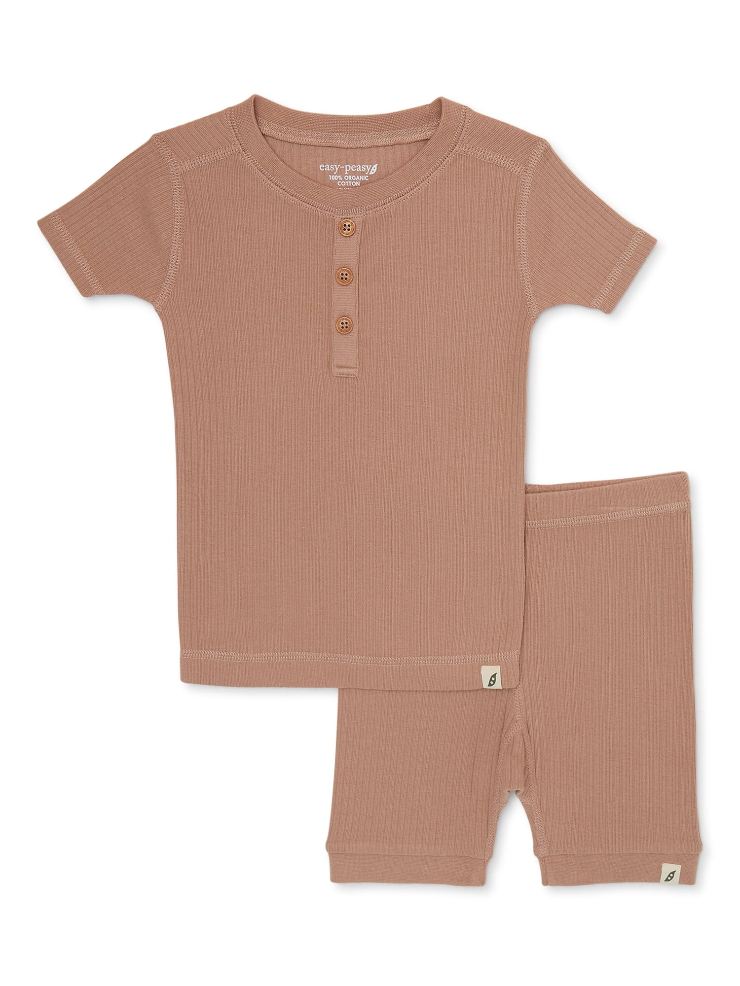 easy-peasy Toddler Unisex Organic Short Sleeve Top and Shorts Pajama Set, 2-Piece, Sizes 12M-5T | Walmart (US)