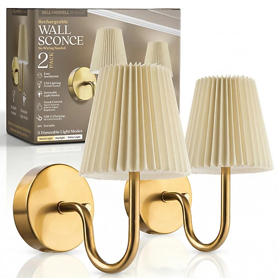 Bell & Howell  Set of 2 Accord Pleat Dimmable LED Rechargeable Cordless Touch Control Lights Wall... | Tractor Supply