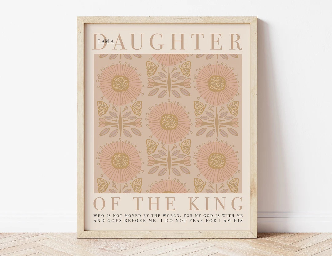 I am a daughter of the king, printable art, digital, girl's room, boho, minimal, modern girl's nu... | Etsy (US)