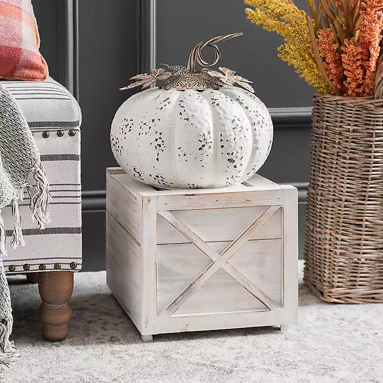 White Elegant Metal Pumpkin, 11 in. | Kirkland's Home