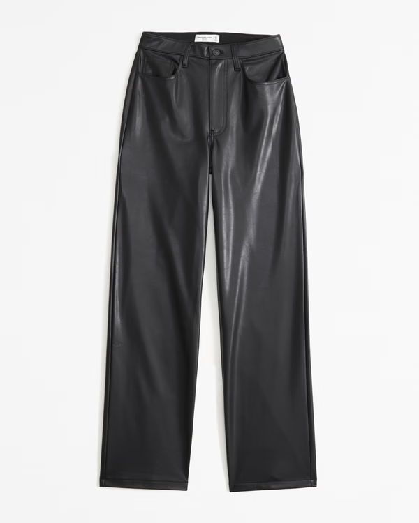 Vegan Leather High Rise Loose Pant | Abercrombie & Fitch (US)