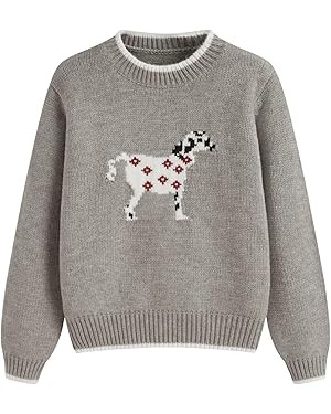 CIDER Women's Fall Sweaters Long Sleeve Cute Sweaters Bear Graphic Crewneck Soft Knit Casual Crop... | Amazon (US)