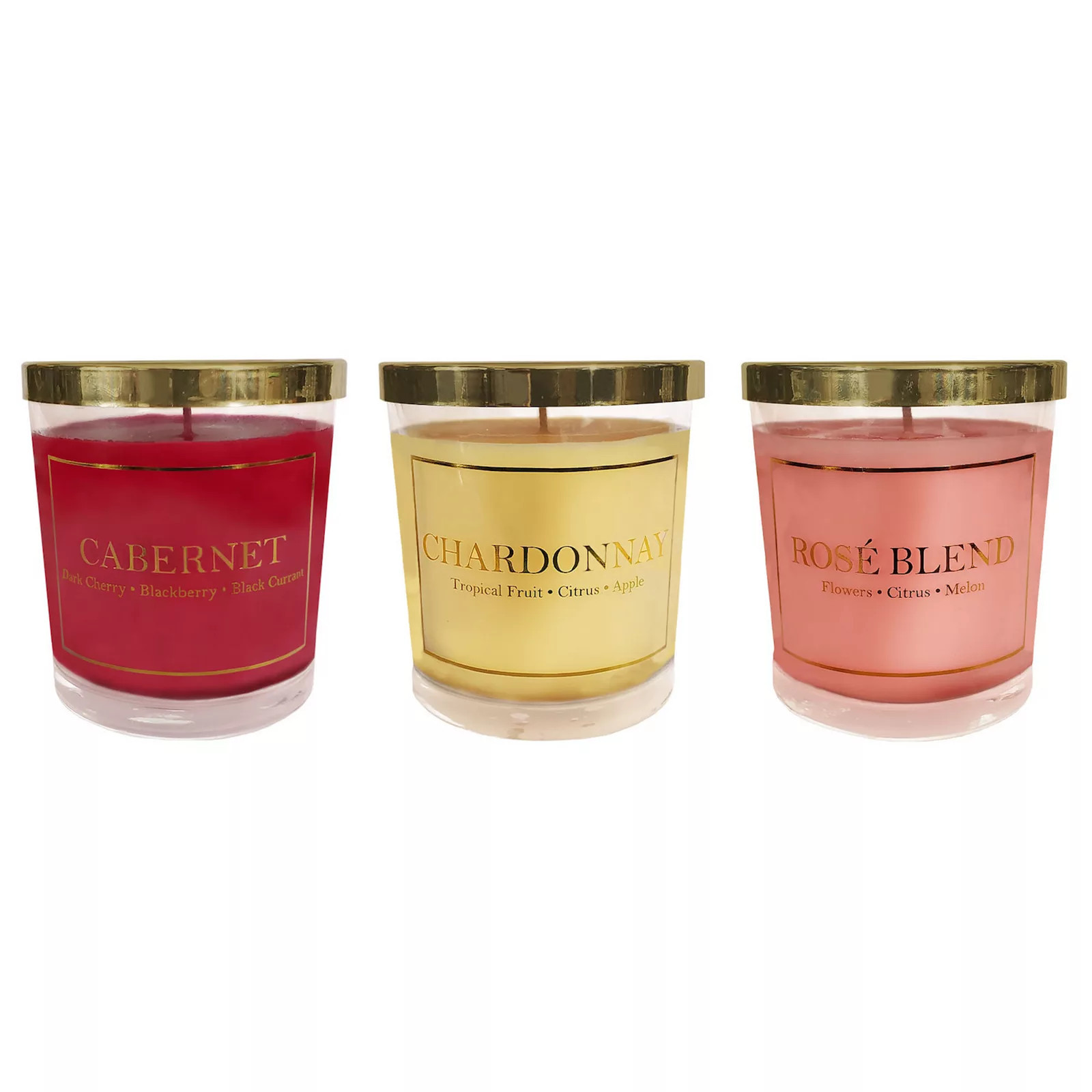LumaBase Wine Collection Scented Candles (Set of 3), Multicolor | Kohl's