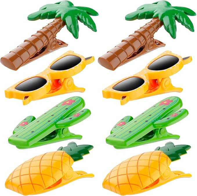 8 Pieces Beach Towel Clips Beach Chair Clips Jumbo for Pool Lounge Chair, Cruise Clothes Lines, P... | Amazon (US)