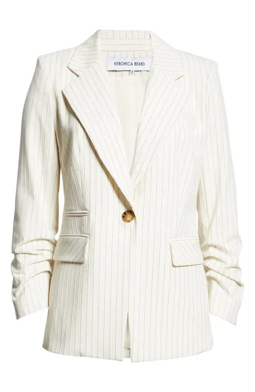 Veronica Beard Battista Pinstripe Dickey Jacket in Ecru Multi at Nordstrom, Size 6 | Nordstrom