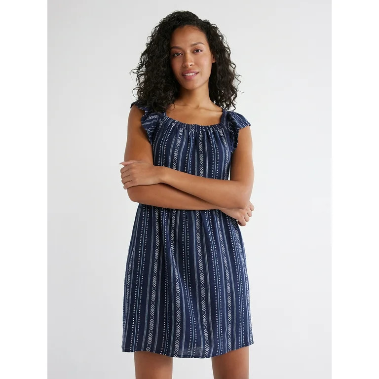 Time and Tru Women's Square Neck Mini Dress, Sizes XS-XXXL | Walmart (US)