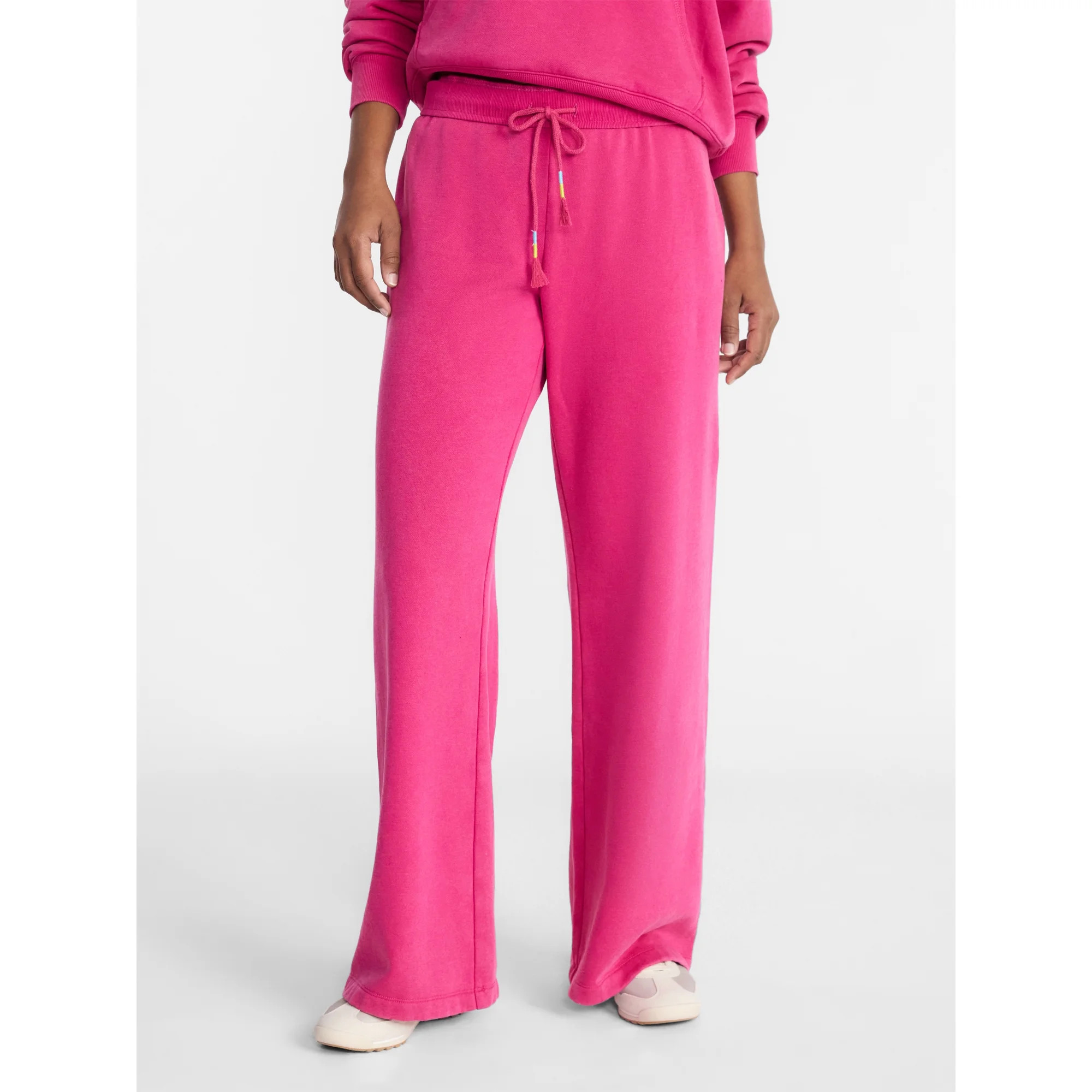 No Boundaries Washed Fleece Wide Leg Trousers, 31" Inseam, Women's XXS-XXL | Walmart (US)