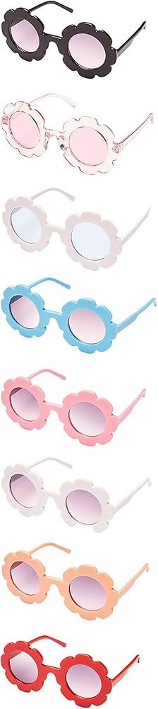 8 Pieces Kids Sunglasses Cute Round Sunglasses Flower Shaped Sunglasses for Boys Girls Party Acce... | Amazon (US)