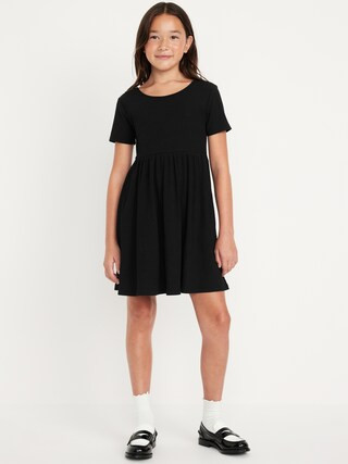 Short-Sleeve Ribbed Fit and Flare Dress for Girls | Old Navy (US)