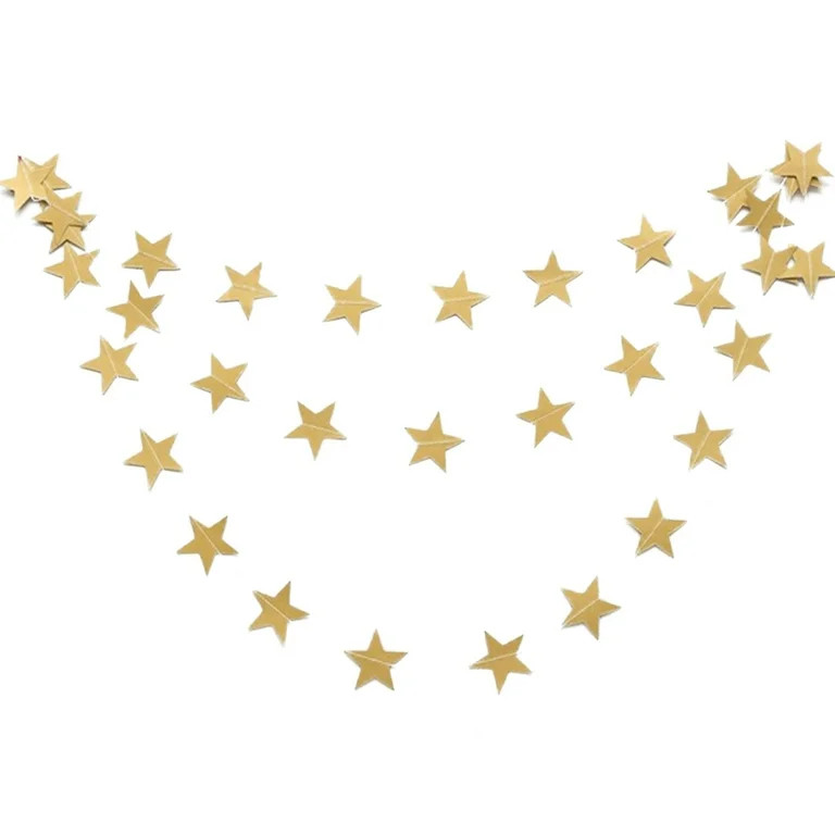 Linyer 2M Strings Star Shape Wedding Birthday Party Hanging Decor Paper Garland gold | Walmart (US)